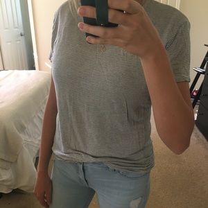 White and Black Thin Stripe Zara T-Shirt